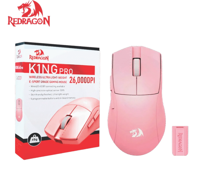 MOUSE REDRAGON K1NG PRO M916P - PRO - 1K ROSADO 26.000DPI - Imagen 4