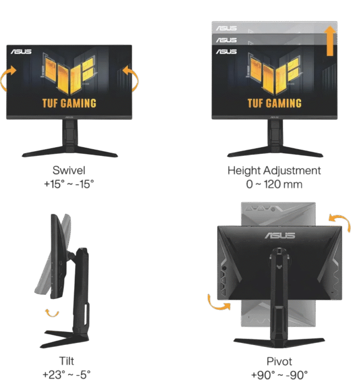 MONITOR ASUS TUF GAMING 27” VG279QL3A FHD IPS PIVOT ALTURA AJUSTABLE 180HZ  1MS - Imagen 3