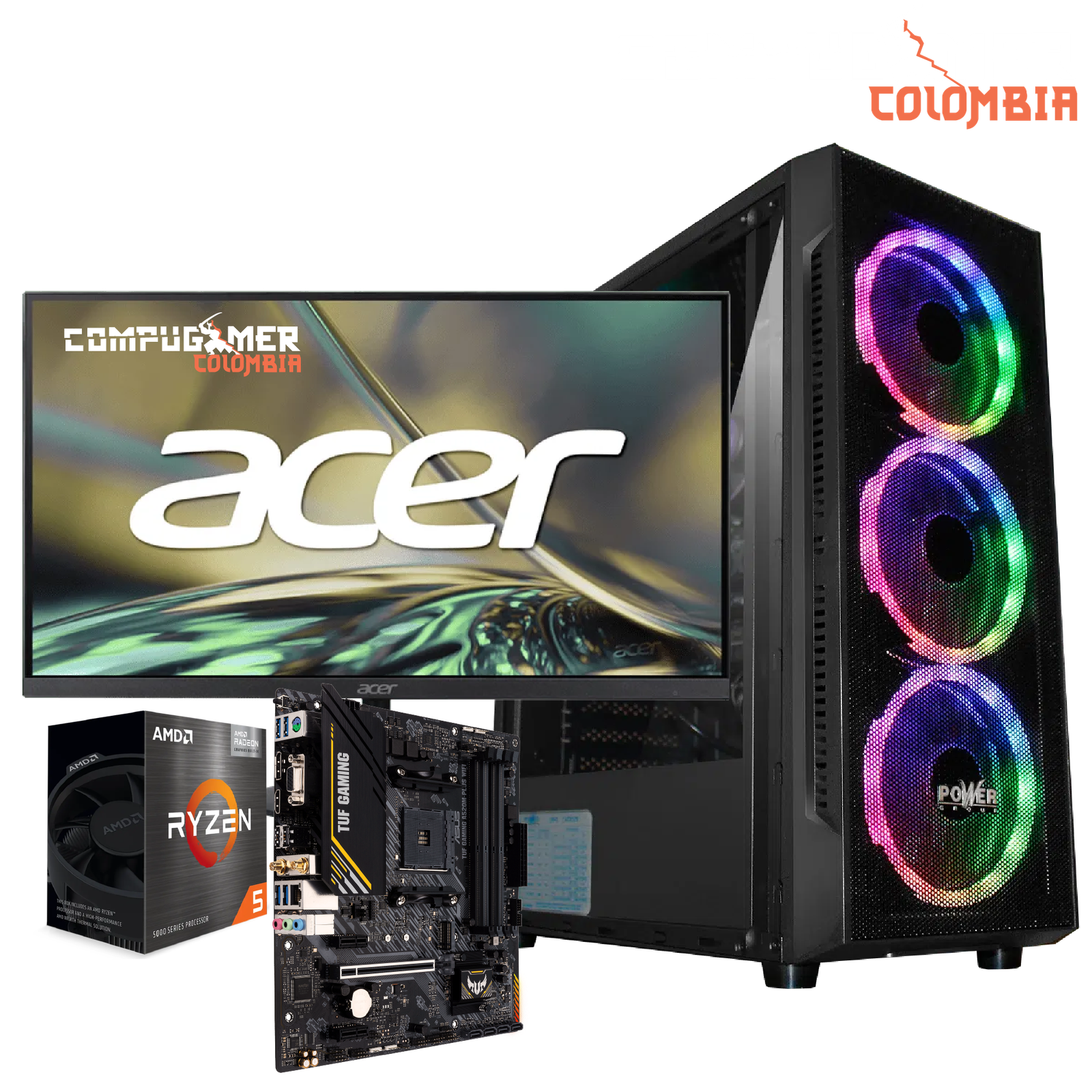 R5 EQUIPO AMD Ryzen™ 5 5600GT | 16GB DDR4 | M.2 512GB | ASUS TUF GAMING A520M-PLUS WIFI | Chasis Power Group X18 | 600W 80+ | Monitor | Combo Teclado + Mouse - Imagen 1