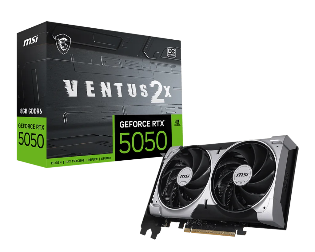 Placa-de-Video-MSI-GeForce-RTX-5050-Ventus-2X-OC-8GB Tarjeta Gráfica MSI SHADOW GeForce RTX 5050 8G 2X | 8GB GDDR6 | Doble Ventilador - Imagen 1
