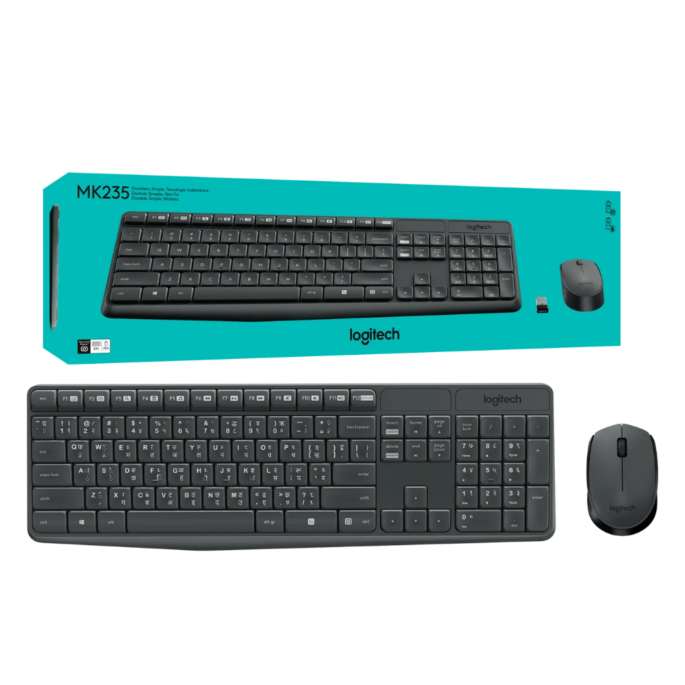 682c830b42057 Combo Logitech MK235 Inalámbrico | Teclado + Mouse | Conexión USB 2.4GHz | Batería de Larga Duración | Diseño Resistente - Imagen 1
