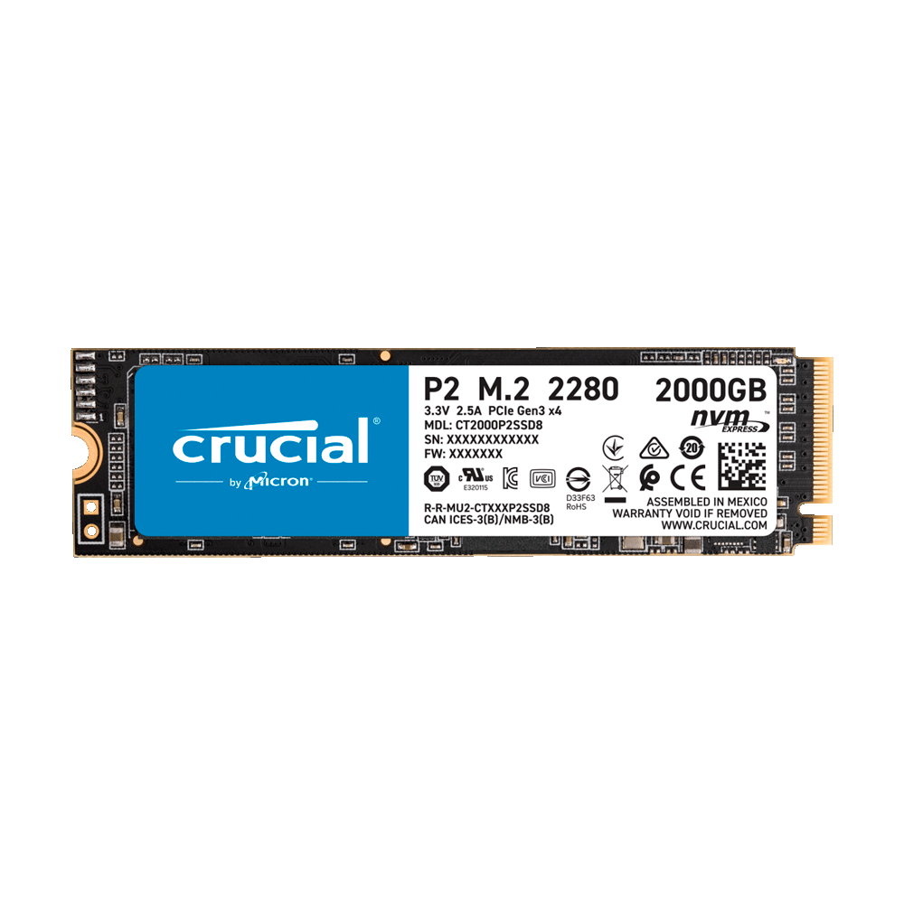 74094 Crucial 2TB M.2 NVMe 2280 | PCIe Gen3 / Gen4 | Alta Velocidad | SSD Alto Rendimiento - Imagen 1