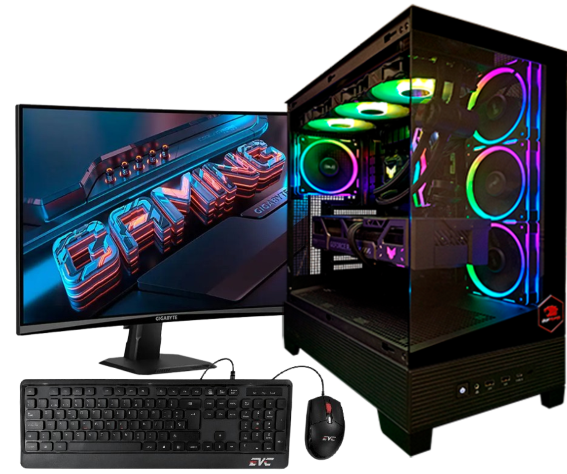 EVC 8600G EQUIPO EVC DYNAMIC RYZEN 5 8600G | BOARD B650M WIFI | 16GB RAM DDR5 | M.2 500GB PCIe | FUENTE COUGAR ATLAS 750W 80+ BRONZE | CHASIS PECERA ASUS | MONITOR 21.5" | COMBO TECLADO Y MOUSE - Imagen 1