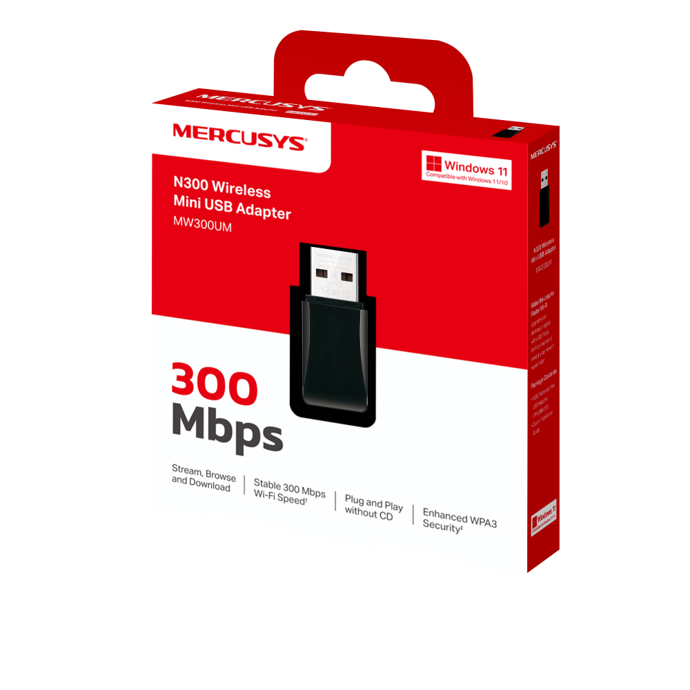 MW300UM(EU)4.0-110x100x20mm-7025500587_large20240513060856 Mercusys N300 Nano USB WiFi | 300Mbps | 2.4GHz | Plug & Play | Diseño Ultra Compacto - Imagen 1