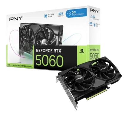 TARJETA GRAFICA PNY RTX5060 8GB / DLSS4 / RAY TRACING / GDDR7 / OVERCLOCKED